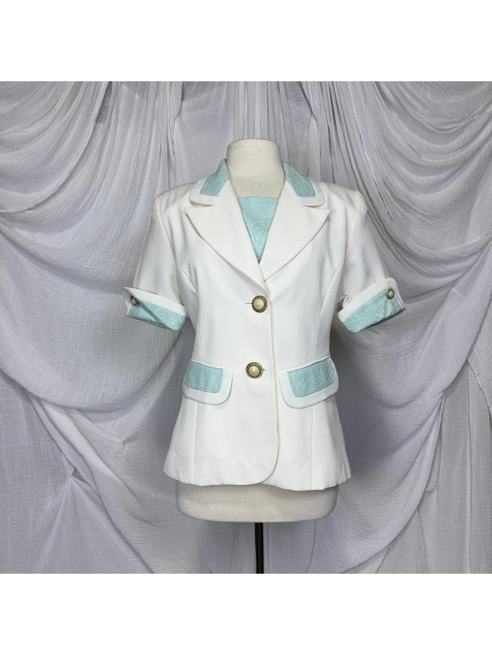 Vintage Preppy Italian White & Mint Blazer Size 38